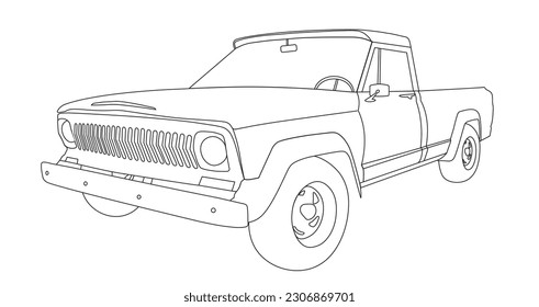 off-road car line art vector
