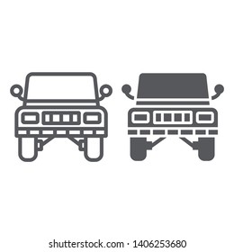 Offroad car line and glyph icon, transportation and auto, suv sign, vector graphics, a linear pattern on a white background, eps 10.