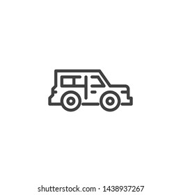 Off-road car line icon. linear style sign for mobile concept and web design. Military truck outline vector icon. Symbol, logo illustration. Vector graphics