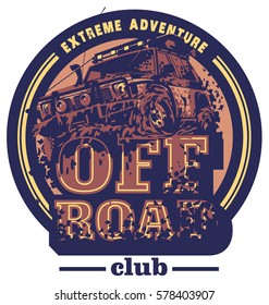 Off-road car logo, mud terrain suv, expedition offroader.