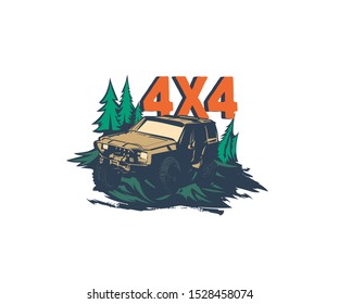 Off-road car logo, safari suv, expedition offroader.