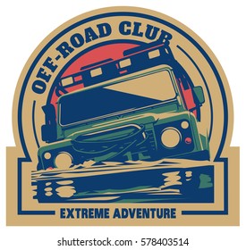 Off-road car logo, safari suv, expedition offroader.