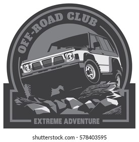 Off-road car logo, safari suv, expedition offroader.