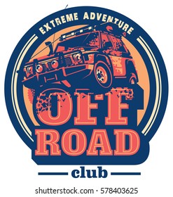 Off-road car logo, safari suv, expedition offroader.