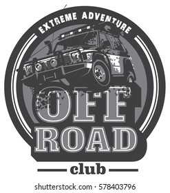 Off-road car logo, safari suv, expedition offroader.