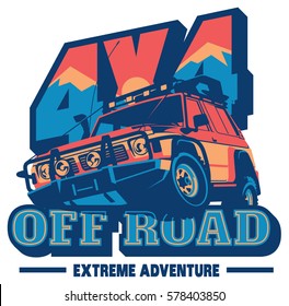 Off-road car logo, safari suv, expedition offroader.