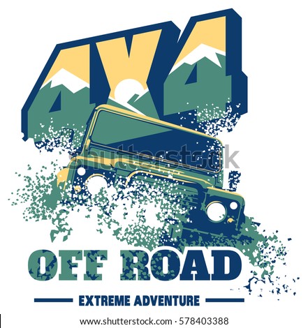 Off-road car logo, safari suv, expedition offroader.