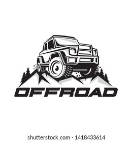 Off-road car logo template with mountain element 