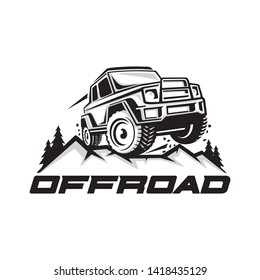 Off-road car logo template with mountain element 