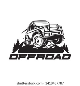 Off-road car logo template with mountain element 