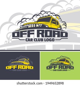Off-road car logo template in three versions. Two colors artwork.