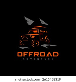 offroad car logo vector illustration With views of mountains Perfect for logos, posters, stickers and t-shirts.