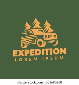 Off-road car logo. Off-road vehicle icon. Jeep off-road sign. Adventure, Travel, Expedition sign. Suv car emblems, badges. 