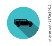 Off-road car long shadow icon. Simple glyph, flat vector of transport icons for ui and ux, website or mobile application