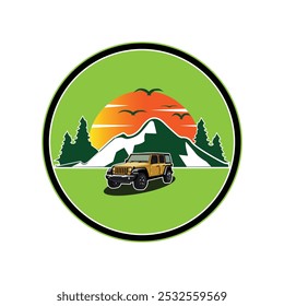 Off-road car and mountains vector image.Suitable for those of you who like adventure