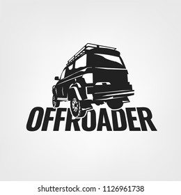 Off-road car. Off-roading suv adventure, extreme competition emblem and car club element. Beautiful vector illustration isolated on a light background. 