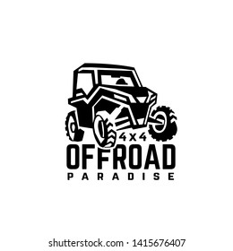 Off-road car. Off-roading suv adventure, extreme competition emblem and car club element. Beautiful vector illustration in black isolated on a white background. 