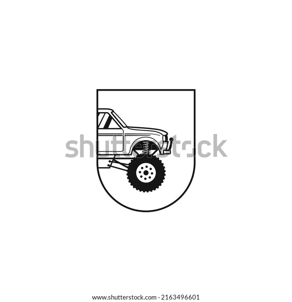 Offroad car simple badge emblem logo\
icon sign symbol design concept. Vector\
illustration