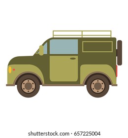 Off-road car suv in flat style a vector.The vehicle for trips and travel on the woods and bad roads.Off-road  car.Isolated on a white background.