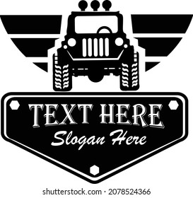 offroad car template on black and white background 
