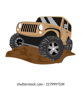 offroad car vector illustration crossing the terrain