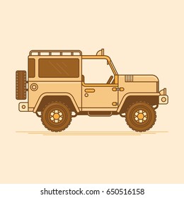 Offroad car vector line illustration