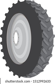 
Off-road car wheel. Tire for tractor, truck or bus. Vector illustration for tire manufacturers, for sellers or car websites.