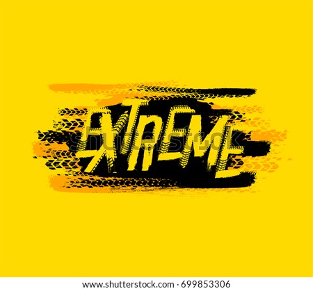 off road extreme hand drawn grunge lettering stock vector royalty