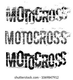 Off-Road grunge moto lettering. Stamp tire word made from unique letters.  Vector illustration useful for poster, print and leaflet design. Editable graphic element in grey colours.