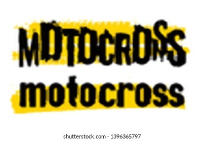 Off-Road grunge moto lettering. Stamp tire word made from unique letters. Vector illustration useful for poster, print, leaflet design. Editable graphic element in yellow and black colors.