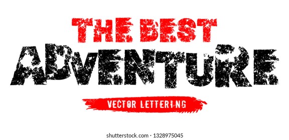 Off-Road hand drawn grunge lettering. Dust words made from unique letters. Beautiful vector illustration. Editable graphic element in black and red color isolated on white background.