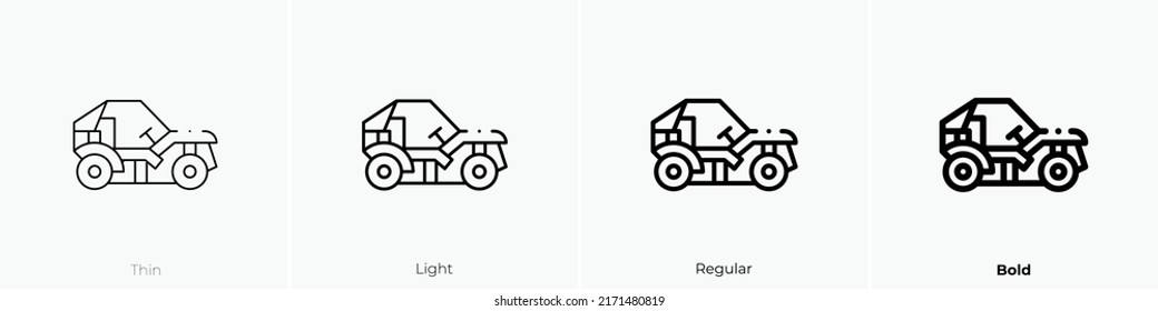 Offroad Icon. Thin, Light Regular And Bold Style Design Isolated On White Background