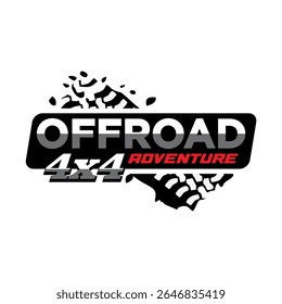 Offroad illustration with grunge tire tracks Offroad grunge banner with tire tracks. Automotive elements for banners, posters, events.