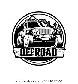 Off-road Jeep Car Vector Logo Template