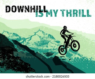 Offroad landscape poster. Extreme off-road adventure background with space for text and information. Grunge style. Vector illustration in black, green color useful for advert, print, and flayer design