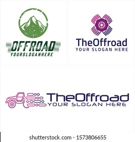 The off-road logo with mountain grunge style car and describe a off road tire pattern vector suitable for automotive internet website equipment