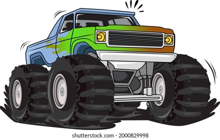 off-road monster truck illustration hand drawing vector