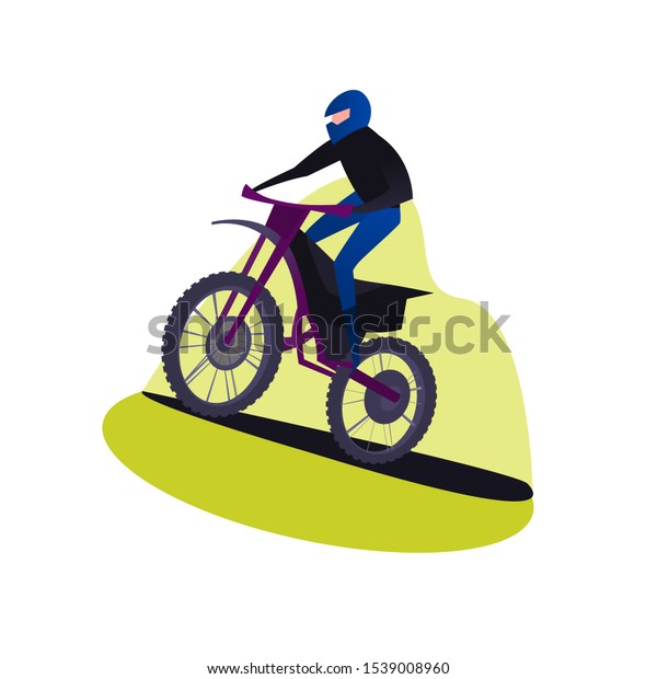 Offroad motocross\
adventure. Mountain bike competition. Flying biker. Freestyle\
event. Active lifestyle, sport, extreme concept. Editable vector\
illustration in modern\
style.