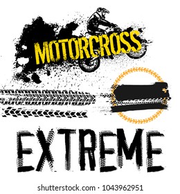 Off-road motorcycle elements useful for rally, race poster, placard, print, leaflet design. Editable vector illustration isolated on white background. Automobile collection in yellow and black color.