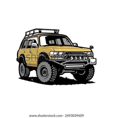 Offroad overland SUV vehicle vector illustration isolated in white background