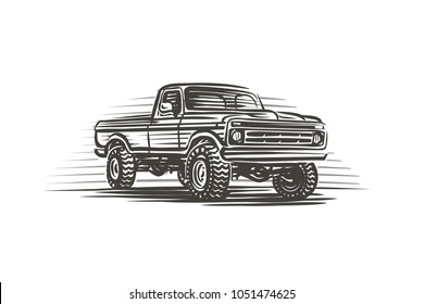Offroad pickup car illustration. Vector. 
