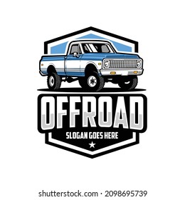 Offroad pickup truck 4x4 emblem logo. Best for classic truck restoration offroad related logo