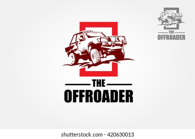 Offroad pickup truck design elements, 4x4 vehicle illustration. Suv car logo template.