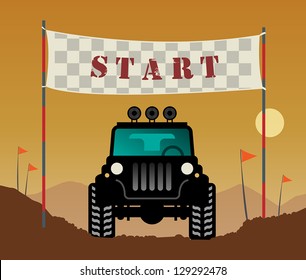 Off-road race start, vector illustration