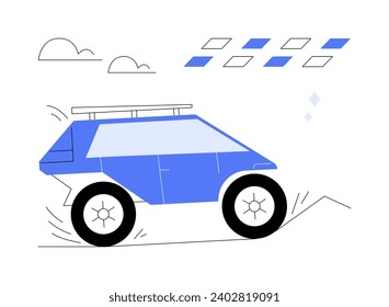 Off-road racing abstract concept vector illustration. Process of desert racing, professional motorsport, extreme sport transport, driving off road vehicle, fast speed car abstract metaphor.