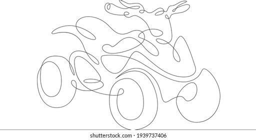 Deportes de carreras fuera de carretera ATV sin carrera. Un logotipo de línea de dibujo continuo de un solo doodle de arte dibujado a mano aisló una mínima ilustración.