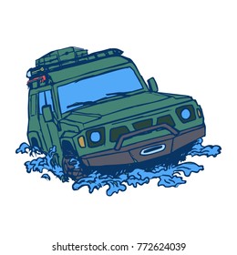 Off-Road Suv Car Logo Emblem, Safari suv, expedition offroader. Vector illustration