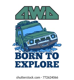 Off-Road Suv Car Logo Emblem, Safari suv, expedition offroader. Vector illustration