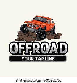 Offroad Suv Car Monochrome Template For Labels Vector Image