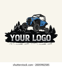 Offroad suv car monochrome template for labels vector image